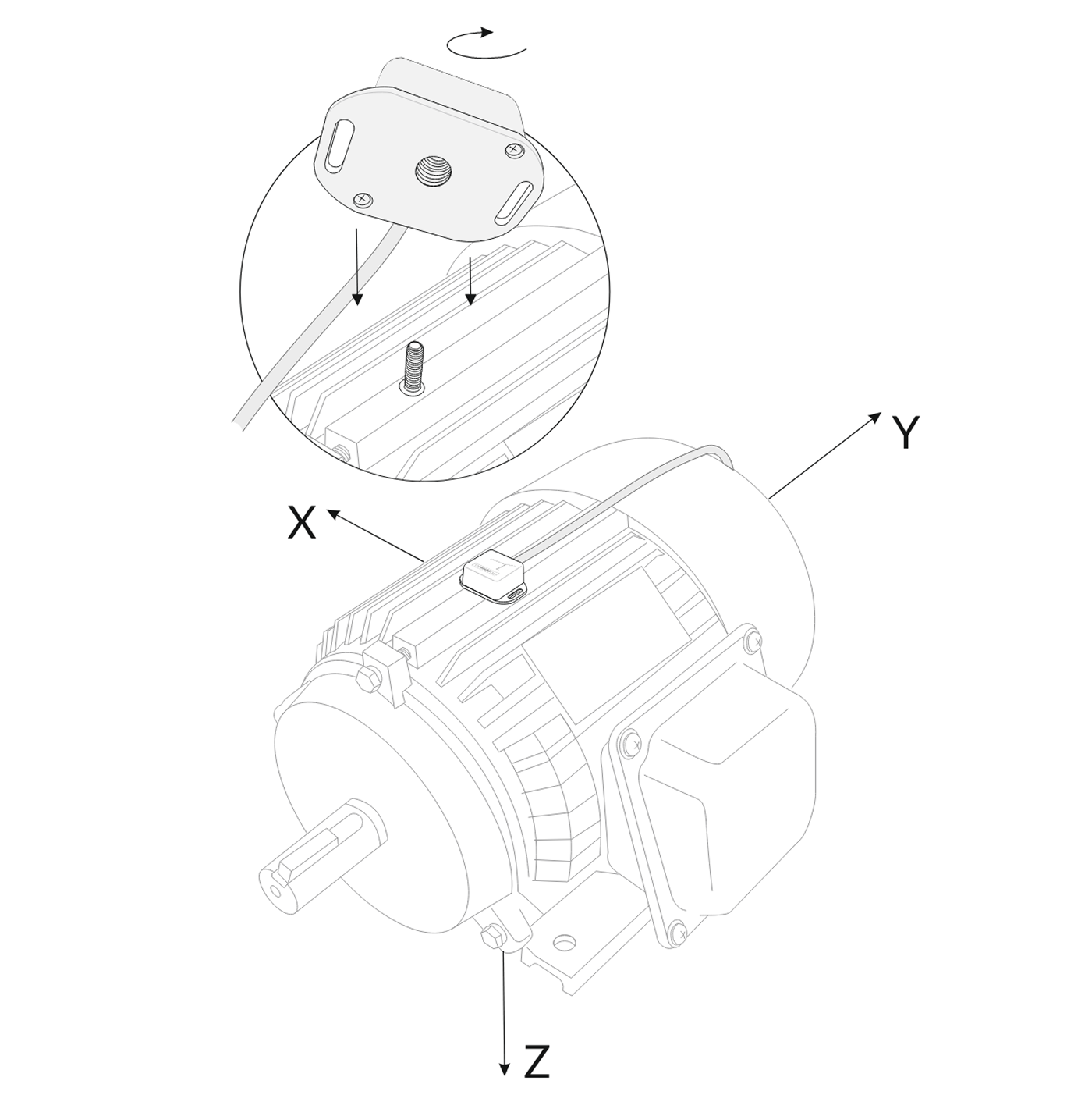 Vibration sensor mounting.